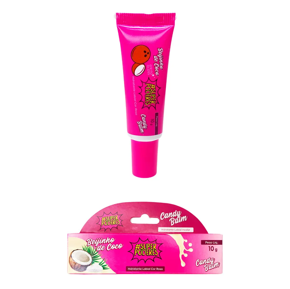 Hidratante Labial Candy Balm Beijinho de Coco Super Poderes